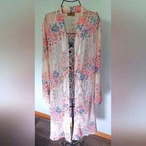 Jorja Floral Sheer Longline Kimono Cardigan